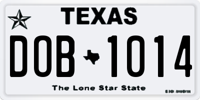 TX license plate DOB1014