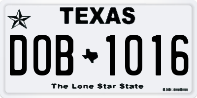 TX license plate DOB1016