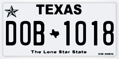 TX license plate DOB1018