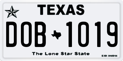 TX license plate DOB1019