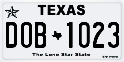 TX license plate DOB1023