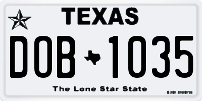 TX license plate DOB1035