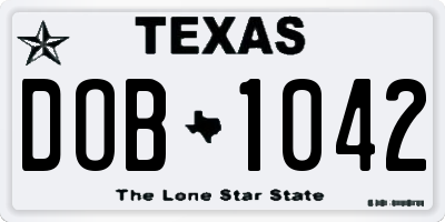TX license plate DOB1042