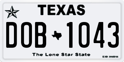 TX license plate DOB1043