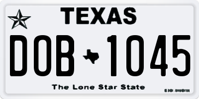 TX license plate DOB1045