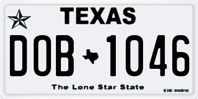 TX license plate DOB1046
