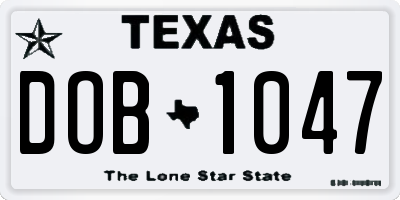 TX license plate DOB1047