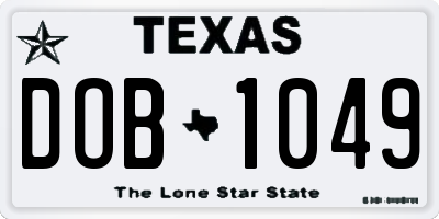 TX license plate DOB1049