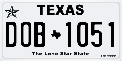 TX license plate DOB1051