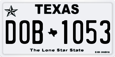 TX license plate DOB1053
