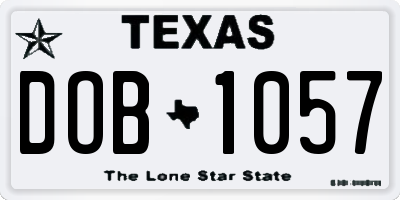 TX license plate DOB1057