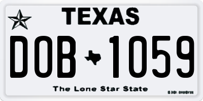 TX license plate DOB1059