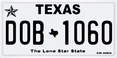 TX license plate DOB1060