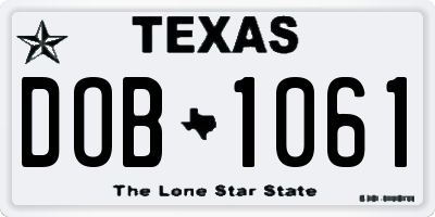 TX license plate DOB1061