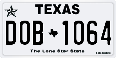 TX license plate DOB1064