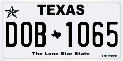 TX license plate DOB1065