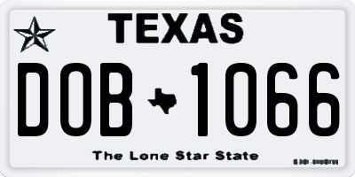 TX license plate DOB1066
