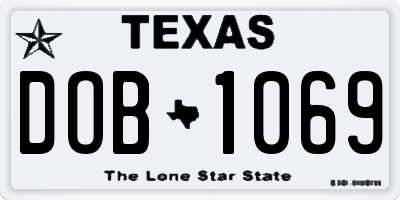 TX license plate DOB1069