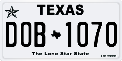 TX license plate DOB1070