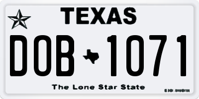 TX license plate DOB1071