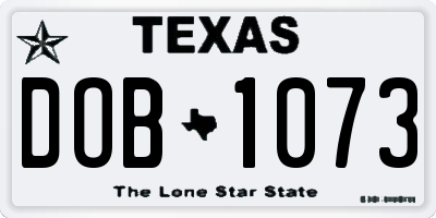 TX license plate DOB1073