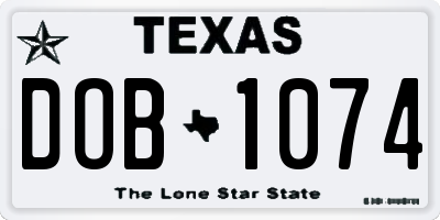 TX license plate DOB1074