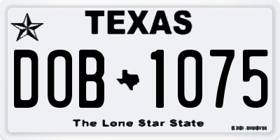 TX license plate DOB1075