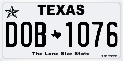 TX license plate DOB1076