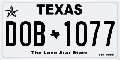 TX license plate DOB1077
