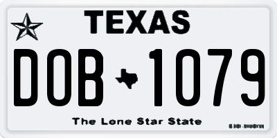 TX license plate DOB1079