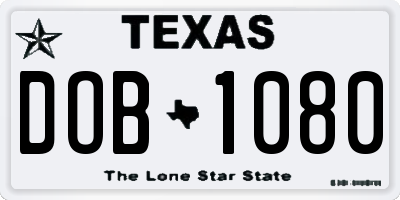 TX license plate DOB1080
