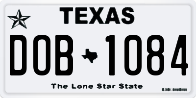 TX license plate DOB1084