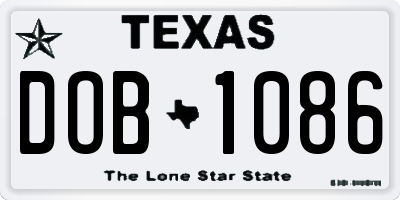 TX license plate DOB1086