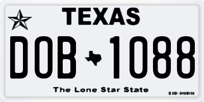 TX license plate DOB1088