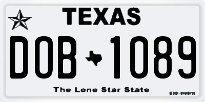 TX license plate DOB1089