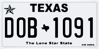 TX license plate DOB1091