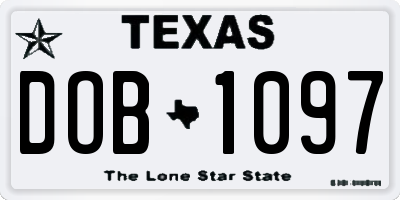 TX license plate DOB1097