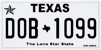 TX license plate DOB1099