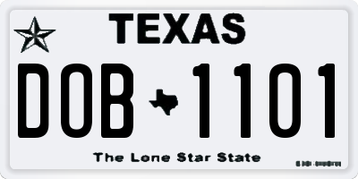 TX license plate DOB1101