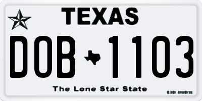 TX license plate DOB1103