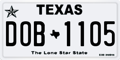 TX license plate DOB1105