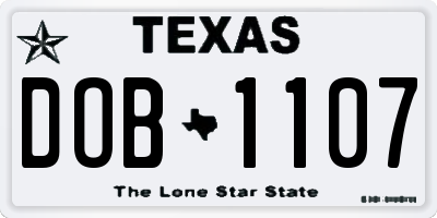 TX license plate DOB1107