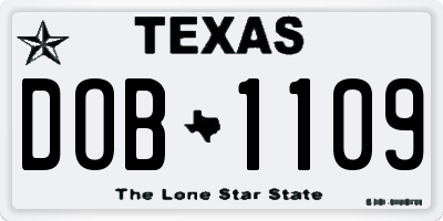 TX license plate DOB1109