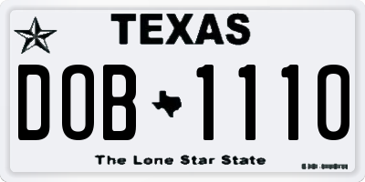 TX license plate DOB1110