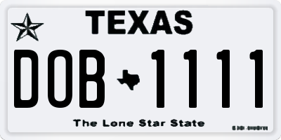 TX license plate DOB1111