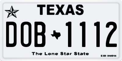 TX license plate DOB1112
