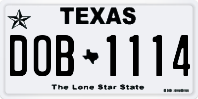 TX license plate DOB1114