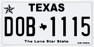 TX license plate DOB1115