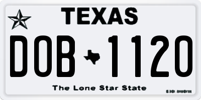TX license plate DOB1120