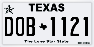 TX license plate DOB1121